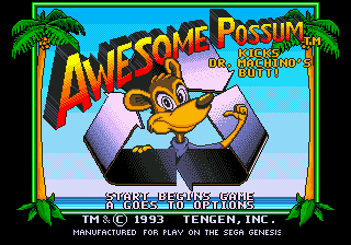 Awesome Possum (USA) Title Screen